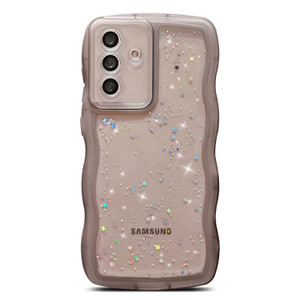 LYQZDT for Samsung Galaxy S24 FE Case 6.7" Glitter Clear Bling Shiny Star Sequin Transparent Matte Cute Curly Wavy Non-Slip Camera Lens Protect Soft