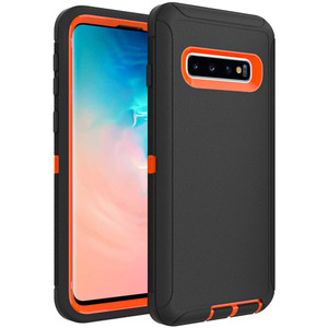 WOGROO Case for Galaxy S10 Plus, Heavy-Duty Tough Rugged Shockproof Drop Protective Cover Cases for Samsung Galaxy S10 Plus, Black+Orange