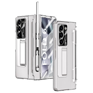 FODDOM DOOTOO for Samsung Galaxy Z Fold 6 Case with S Pen Holder & S Pen, Clear Plating Hinge Protection with Screen Protector & Kickstand Full Body