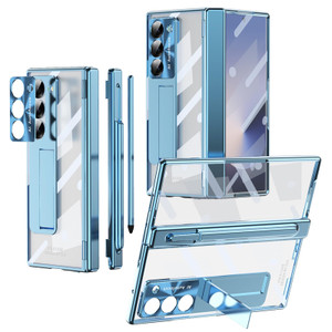 YQODSZ for Samsung Galaxy Z Fold 6 Case with S Pen Holder & Slim Stylus, [Two Hinge Cover] All-Inclusive Crystal Clear Case with Kickstand Screen Pro