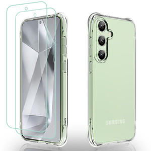 Osophter for Galaxy S24 FE Case: Clear Women Girls Boys with 2pcs Screen Protecto Reinforced Corners TPU Shock-Absorption Flexible for Samsung Galaxy