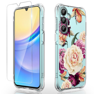 Osophter for Samsung Galaxy A16 5G Case: Women Girls Flower Floral with Screen Protector Flexible TPU Rubber Phone Cover Case for Samsung Galaxy A16(