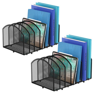 Gawerk 2 Pack Desk File Organizer, 7-Section Upright Mesh Desktop Organizer File Sorter Office Organization Letter Holder, Vertical Desktop File Hold