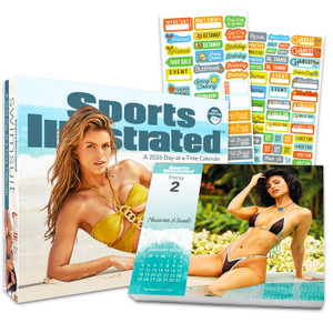 Sports Illustrated Beach Models Calendar 2026 - Deluxe Day to Day Box Calendar Bundle with 100+ Reminder Stickers | Pinup Gifts, Office Supplies