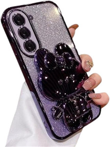 for Samsung Galaxy A16 5G Case for Women Girls,Cute Hidden Rabbit Mirror Kickstand Design,Galaxy A16 Case Plating Clear TPU with Bling Gradient Layer