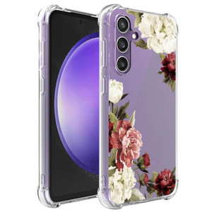 Ueokeird Phone Case for Galaxy S24 FE Case, Samsung S24 FE 5G SM-S721U Case Girls Women, Slim Shockproof Clear Floral Pattern Flexible TPU Protective