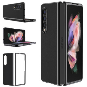 MATEPROX Compatible with Samsung Galaxy Z Fold 3 Case, Slim Thin Lightweight Protective Phone Case with Non-Slip Leather Back Cover with Electroplate