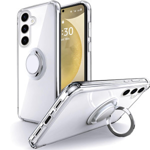 Silverback for Samsung Galaxy S24 FE Case Clear with Ring Kickstand, Protective Soft TPU Shock -Absorbing Bumper Shockproof Phone Case for Galaxy S24