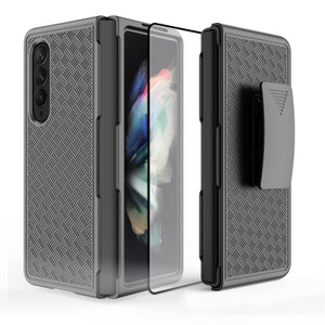 Ailiber Galaxy Z Fold3 5G Case, Galaxy Z Fold 3 5G Holster with Screen Protector, Swivel Belt Clip, Kickstand Holder Combo Cover, Slim Shockproof She