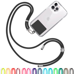 TBOC Cell Phone Lanyard [Black] - Comfortable Universal Smartphone Lanyard - Easy to Use Neck Phone Holder [Black Patch] - Adjustable Length Phone St