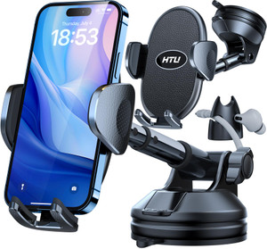 HTU ?Military-Grade Suction? Cell Phone Holder for Car?Flexible Telescopic Arm? Car Phone Mount Stand for Dashboard Windshield for iPhone 17 16 Pro M