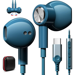 USB C Headphones with Microphone for iPhone 17 Pro Max 16e 16 15 Plus, Type C Headphone Wired Earbuds HiFi Magnetic Sport Earphones Headst for iPad/O