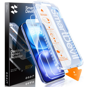 SMARTDEVIL 2 Pack for iPhone 16/ iPhone 15 Screen Protector, 9H Hardness Military Grade Shatterproof, HD Clear Tempered Glass with Auto Dust-Eliminat