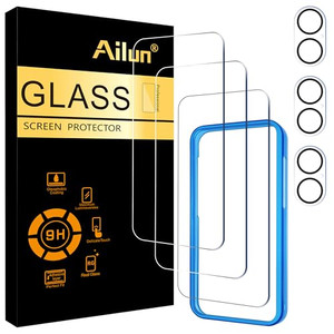 Ailun 3 Pack Screen Protector for iPhone 16 Plus [6.7 inch] + 3 Pack Camera Lens Protector with Installation Frame,Case Friendly Tempered Glass Film,
