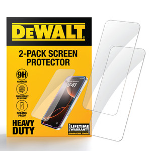 DEWALT Glass Screen Protector for iPhone  Apple Compatible  Easy Install  Applicator Included  2-Pack (iPhone 16 Pro Max)