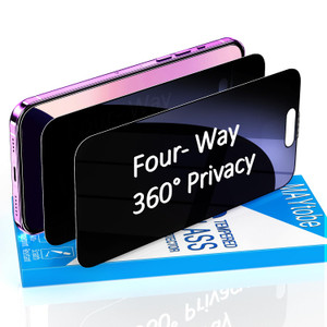 MAYtobe [2-Pack 360 Degree Privacy Screen Protector for iPhone 16 Pro Horizontal and Vertical Private Tempered Glass, 4 Way Anti Spy, No Bubbles, Ant