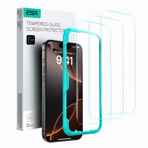 ESR 3 Pack for iPhone 16 Pro Max Screen Protector, [9H Hardness] [Military Grade Shatterproof] Tempered Glass Film with Easy Installation Tool, HD Cl