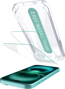 Smartish® iPhone 16 Screen Protector - 2-Pack Tempered Glass Screen Protectors - Tuff Sheet - 9H Easy Install Frame [Scratch Resistant] Case-Friendly