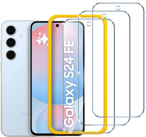 ivoler 3 Pack Tempered Glass for Samsung Galaxy S24 FE 5G 6.7" 2024 Screen Protector with [Easy Installation Frame], Anti-Scratch Case Friendly Clear