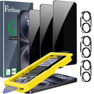 Ferilinso [Auto Dust Install] 3 Pack Privacy Screen Protector for iPhone 16 with 9H+ Private Accessories-Camera Lens Protector, Tempered Glass Cover,