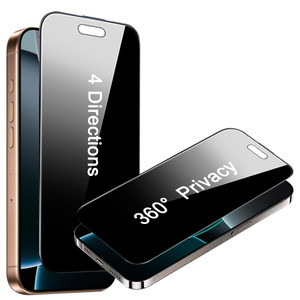 SOOPUR 2 Pack 4 Way 360 Degree Privacy Screen Protector for iPhone 16 Pro 6.3 Inches, 4 Directions Horizontal and Vertical All Around Anti Spy Temper