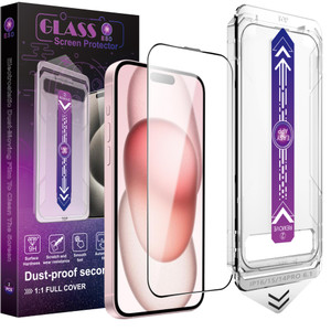 CHISHA 2-Pack Screen Protector Tempered Glass for iPhone 16 and iPhone 14 Pro 6.1-Inch, Auto Dust Removal, No Bubbles, High Definition Clear, Easy In