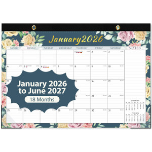 Desk Calendar 2026, Monthly Desktop Large Calendar (Jan 2026 - Jun 2027) 17" x 12" Desk Wall Planner for Family Teacher School Office Supplies, Vinta