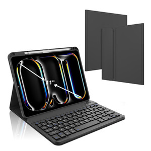 KVAGO Keyboard Case for iPad Pro 11 Inch M4 2024, Magnetic Keyboard Case Detachable Backlit Wireless Keyboard Protective Soft Folio Tablet Smart Case