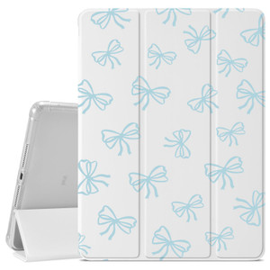 JOYLAND Light Blue Bow Pattern Case for iPad Pro 13-inch (M4) 2024,Pencil Holder & Clear Transparent Soft TPU Back & Trifold Smart Tablet Cover (Mode