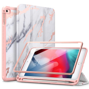 SURITCH Case for iPad Mini 4/iPad Mini 5, [Built in Screen Protector] [Auto Sleep/Wake] [Pencil Holder] Lightweight Leather Case Flip Cover with Stan