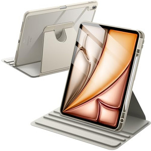 JETech Rotating Case for iPad Air 13-Inch M3/M2 (2025/2024) with Pencil Holder, 360 Degree Rotation Protective Stand Cover Clear Back, Auto Wake/Slee