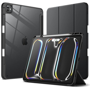 JETech Case for iPad Pro 13-Inch M5/M4 (2025/2024) with Pencil Holder, Clear Transparent Back Shell Slim Stand Shockproof Tablet Cover, Auto Wake/Sle