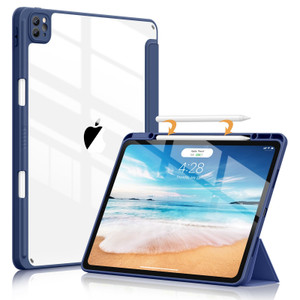 Soke Case for iPad Pro 12.9 Inch (6th/5th/4th/3rd Generation, 2022/2021/2020/2018) - Pencil Holder + Auto Sleep/Wake + Camera Protection, Transparent