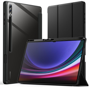 JETech Case for Samsung Galaxy Tab S10 Ultra/Tab S9 Ultra 14.6-Inch with S Pen Holder, Clear Transparent PC Back, Shockproof Tri-Fold Stand Tablet Co