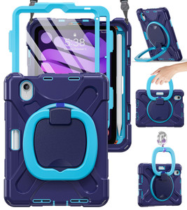 BRAECN for 8.3 iPad mini 7 (A17 Pro) 2024 / iPad mini 6 2021 Protective Case w/Screen Protector, Pencil Holder, Handle Grip, Shoulder Strap, Kicksta