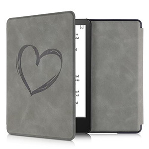 kwmobile Case Compatible with Amazon Kindle Paperwhite 11 Generation 2021 Case - Cover for Kindle Paperwhite Case w/Magnet - Brushed Heart Grey