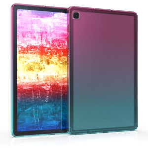 kwmobile TPU Silicone Case Compatible with Samsung Galaxy Tab S6 Lite (2024/2022/2020) - Case Soft Flexible Protective Cover - Bicolor Dark Pink/Blue