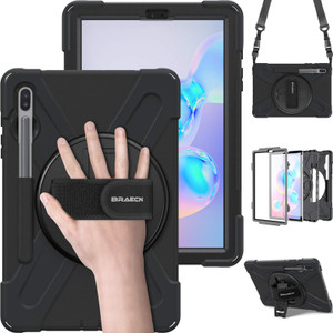 BRAECN for Galaxy Tab S6 Case,[Support S Pen Wireless Charging] Heavy Duty Shockproof Case with Pen Holder,Hand Strap,Shoulder Strap,Kickstand for Ga