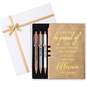Resurhang 5 Pcs Employee Appreciation Gift Leather Journal Notebook 3 Ballpoint Pens with Box Graduation Thank You Gift for Nurse Coworker Teacher So