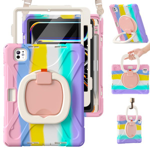 BRAECN for for iPad Pro 11 Inch Case M5 2025 & 2024 M4, Protective Rugged Silicone Cover with Built-in Pencil Holder, Carrying Shoulder Strap, Screen