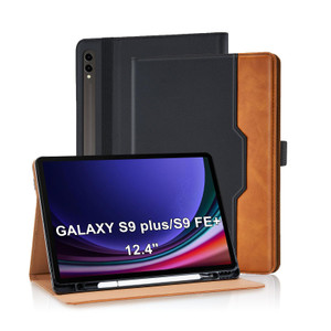 Varohix Case for Samsung Galaxy Tab S10+ Plus 2024 / S9 FE+ Plus/ S9+ Plus 12.4 Inch 2023 Magnetic Multi-Angle Leather Folio Stand Shell Folio with C