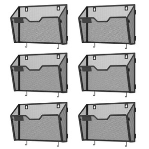 Docnest 6 Pack Hanging Wall File Holders, Mesh Wall Letter File Holder, Wall Mounted Mail Paper Document Folder Holder with Hooks for Office, Home, S
