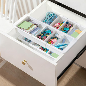 BrightRow 3 Pcs Expandable Drawer Organizer Bins Adjustable Deep Drawer Hanging Organizer Tray Expandable 11.4 to 18.1 Inches Plastic Dividers Storag
