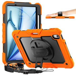 timecity Case for iPad Air 11 Inch M3/ M2 (2025/2024), 360° Rotating Stand, Pencil Holder & Wireless Charging, Shockproof with Screen Protector & Sho