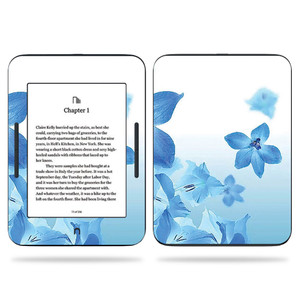 MightySkins Skin Compatible with Barnes & Noble Nook GlowLight 3 (2017) - Blue Flowers | Protective, Durable, and Unique Vinyl Decal wrap Cover | Eas