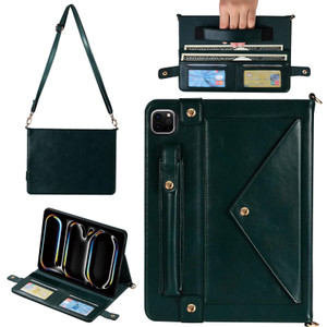 Handbag Case for iPad Pro 11-inch M5 M4 (2025/2024), Techcircle Folio Stand PU Leather Hand Strap Cover Crossbody iPad Case w/Pencil Holder Card Slot