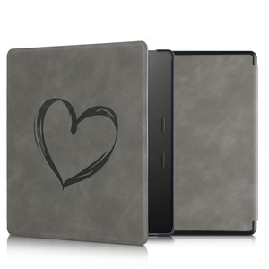 kwmobile Cover Compatible with Amazon Kindle Oasis 10. Generation Cover - eReader Case - Brushed Heart Grey