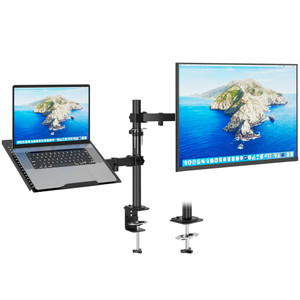 Redbat Monitor and Laptop Mount Stand, Fully Adjustable Monitor Arm with Vented Tray for 13" to 32" LCD Screens and Notebook up to 16", Holds up to 2