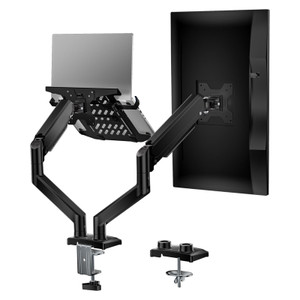 WALI Laptop Mount for Desk, Monitor Arm Mount for 17"-32Computer Screen and 11.6" - 17.3" Notebook,Dual Monitor Mount Holds up to 19.8lbs, Laptop Tr