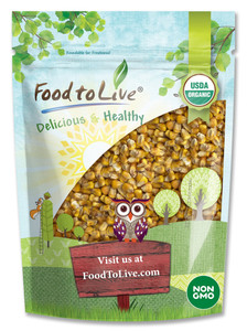 Food to Live Organic Yellow Whole Corn, 1.5 Pounds - Non-GMO Maize, Cleaned and Dried Kernels, Vegan, Kosher, Bulk Cereal Grain, Good Source of B vit